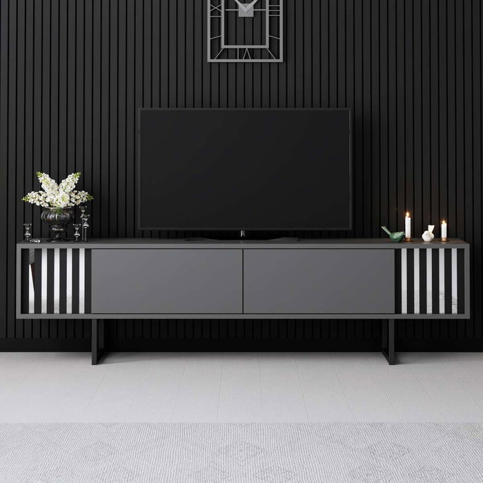 Hanah Home Soporte para TV Chrome Line Antracita y Negro